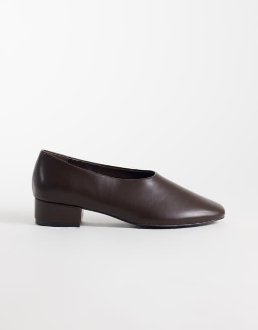 Glamorous szeroki krój buty na obcasie typu slipper w kolorze brązowym, 1 z 4
