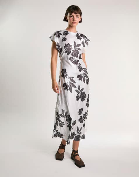 Glamorous T-shirt dress in white brown floral - view 1