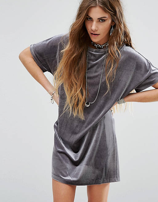 Glamorous T-Shirt Swing Dress In Velvet