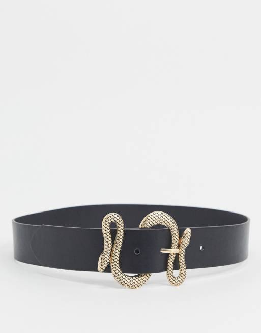 Glamorous - Taille- en heupriem met slangenprint en gesp in zwart