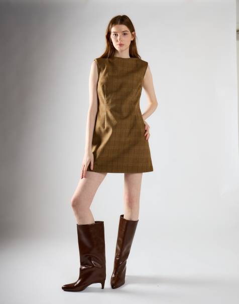 Glamorous Tailored fit mini dress in sepia check