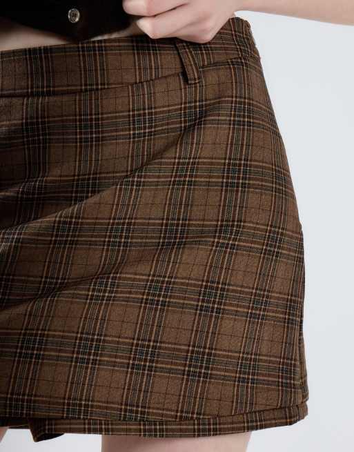 Glamorous Tailored skorts in brown multi check, 2 of 4