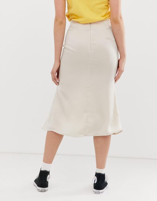 Glamorous bias cut midi skirt in satin store