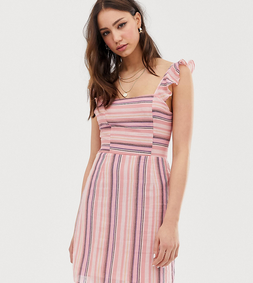 Glamorous Tall - Gestreepte mini-jurk met strikband achterop-Multi