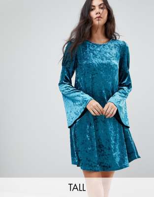 long sleeve velvet swing dress