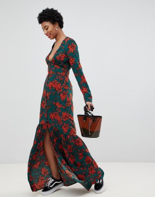 glamorous floral maxi dress