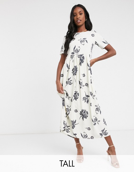 Glamorous Tall maxi smock dress in bold floral print