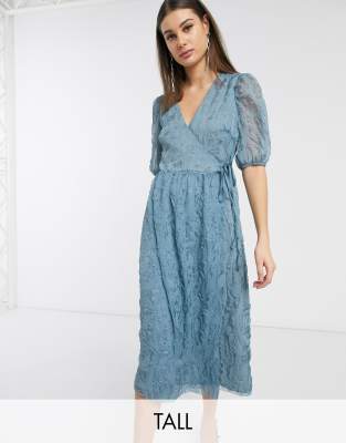 dusty blue wrap dress