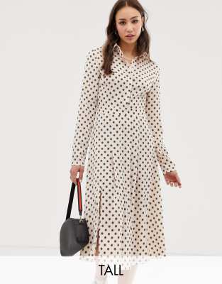 polka dot midi shirt dress