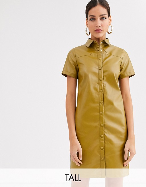 Glamorous Tall shirt dress in soft faux leather
