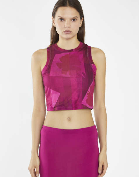 Glamorous Tank top in pink block mesh - view 1