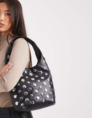 Glamorous - Tasche in Schwarz mit ganzflächiger Nietenverzierung