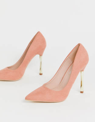 gold heel court shoes