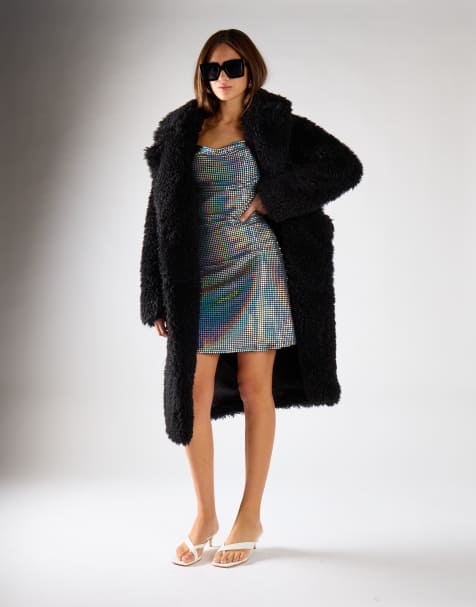 Glamorous Teddy bear faux fur coat in black - view 1