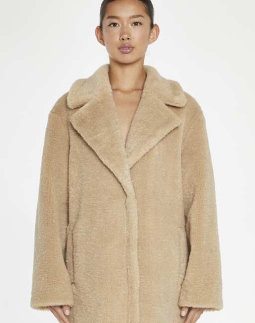 Glamorous Teddy-fur longline-coat in beige, 3 of 4