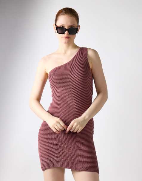 Glamorous Textured-knit midi-dress in mink - view 1