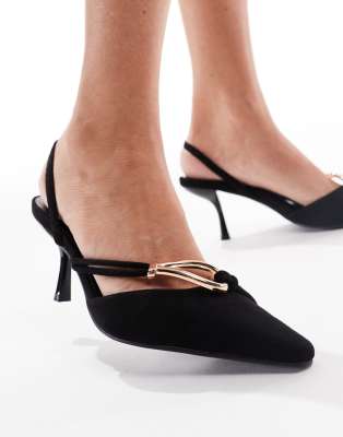 Glamorous Tie Around Heeled Shoes In Black