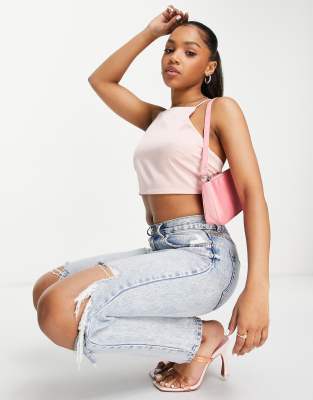 Sunrise Garden Satin Crop Top - Pink