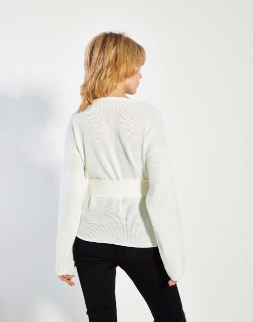 Glamorous Tie cardigans in bone, 2 of 4