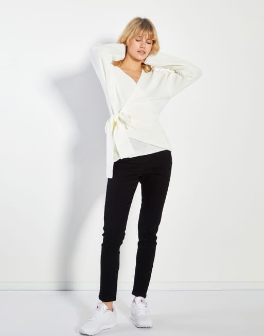 Glamorous Tie cardigans in bone, 3 of 4