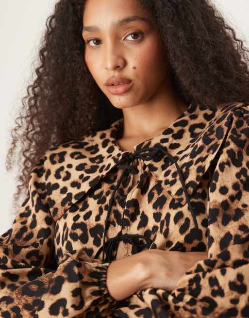 Glamorous tie front blouse in leopard - part of a set, 3 of 4