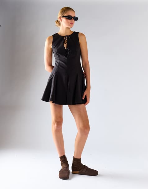 Glamorous Tie front dress in black - view 1