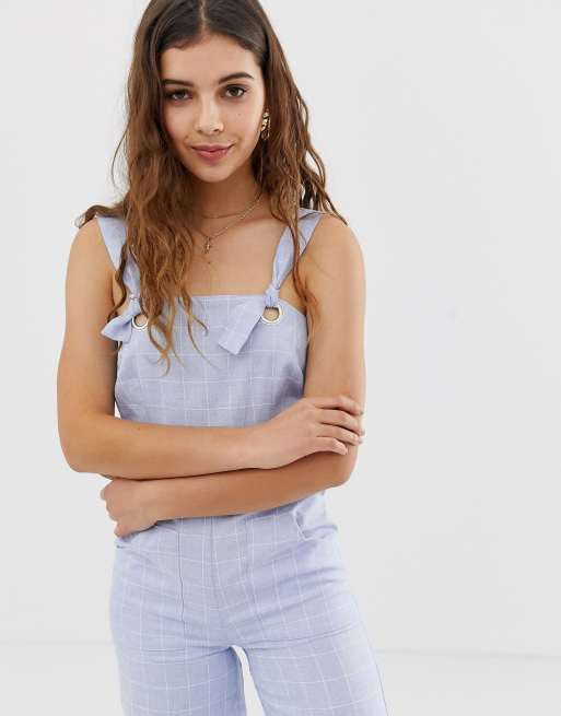 Uo emerson cheap gingham ruffle jumpsuit