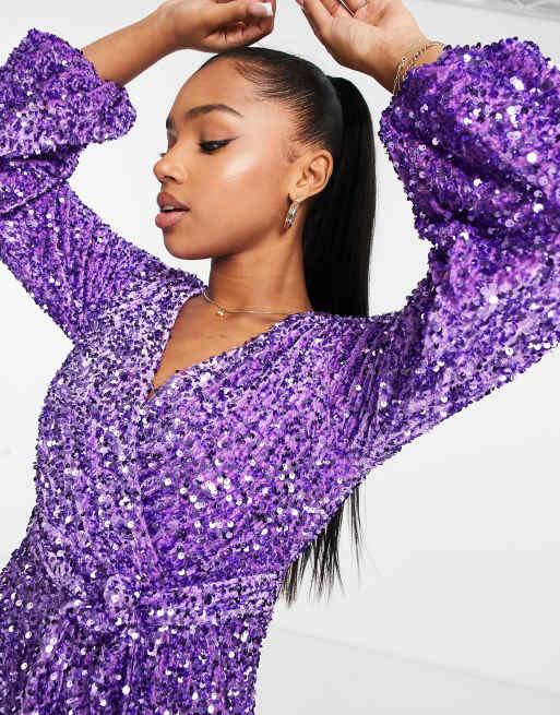 Asos purple cheap sequin dress