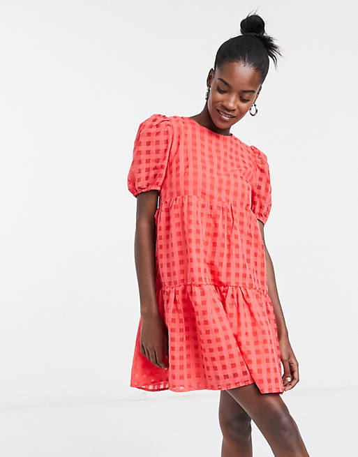 Dresses Glamorous tiered smock dress in check 
