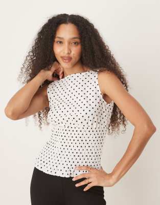 Glamorous - Top froncé à pois et volants-Multicolore