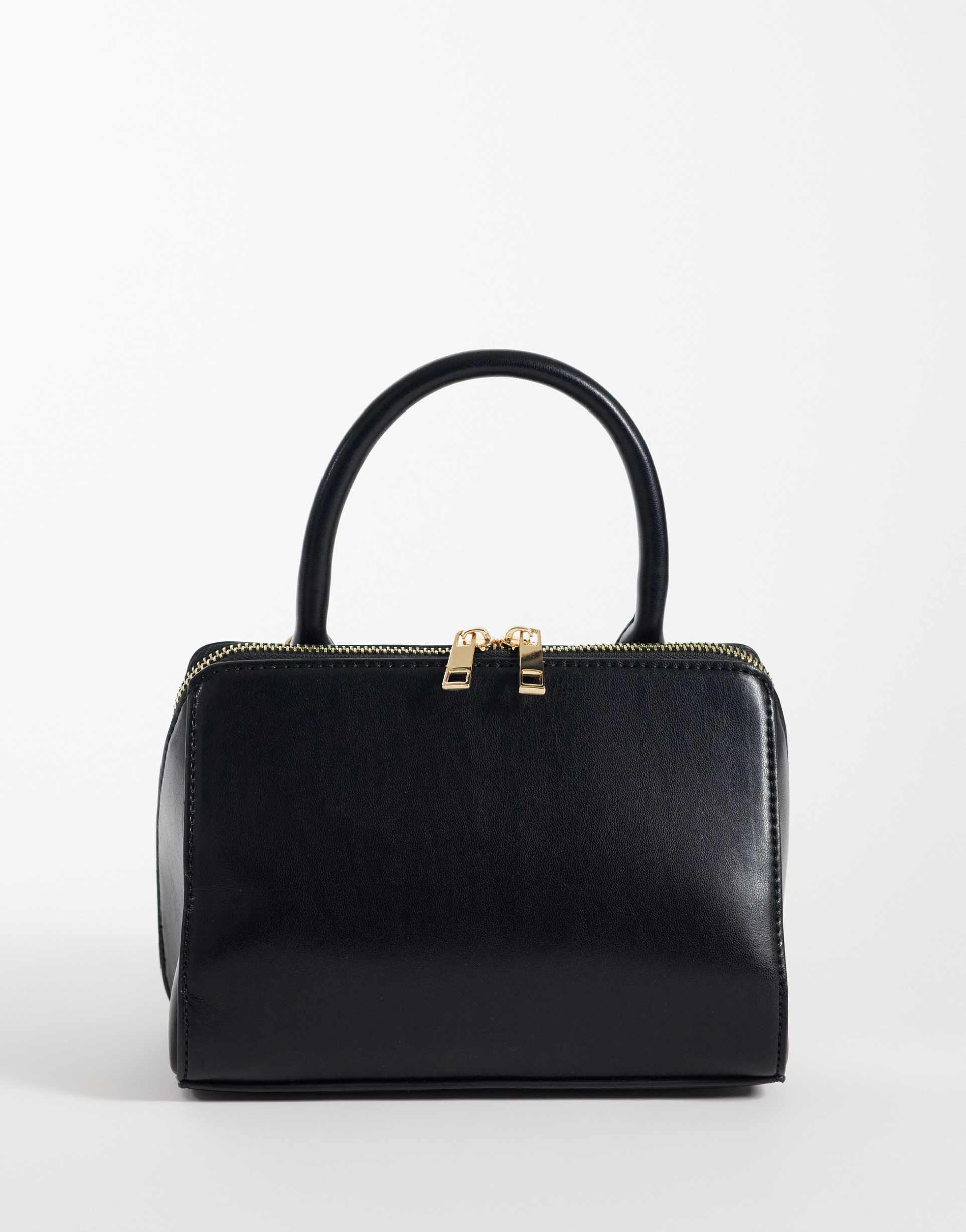glamorous top handle box bag in black