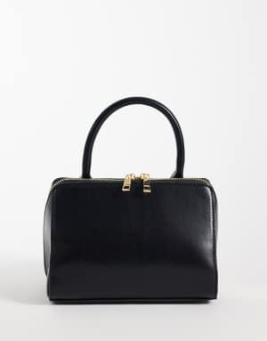 Glamorous top handle box bag in black