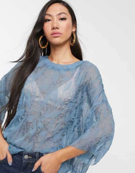 Glamorous - Top oversized coupe carrée texturé