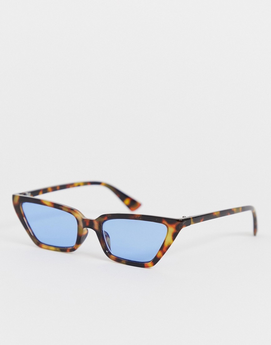 Glamorous - Tortoise cateye-zonnebril met lichtblauwe glazen-Bruin