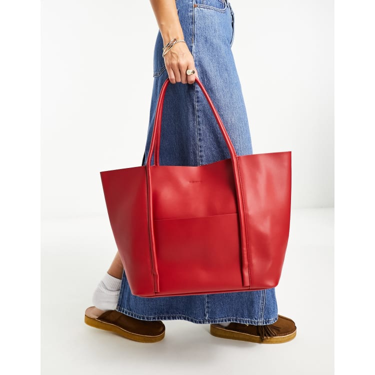 Dark red tote bag best sale