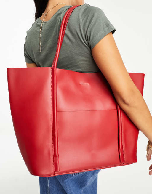 Dark red shop tote bag