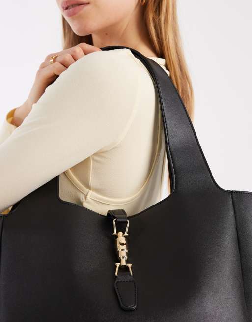 Glamorous - Tote bag porté épaule avec détail en métal - Noir , 3 de 4
