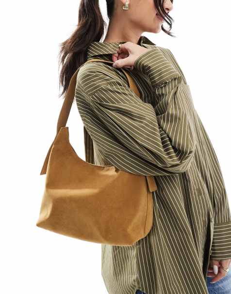 Glamorous - Tote tas van imitatiesuède met schouderband in lichtbruin - view 1