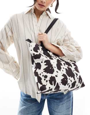 Glamorous - Tragetasche mit Kuhprint-Bunt