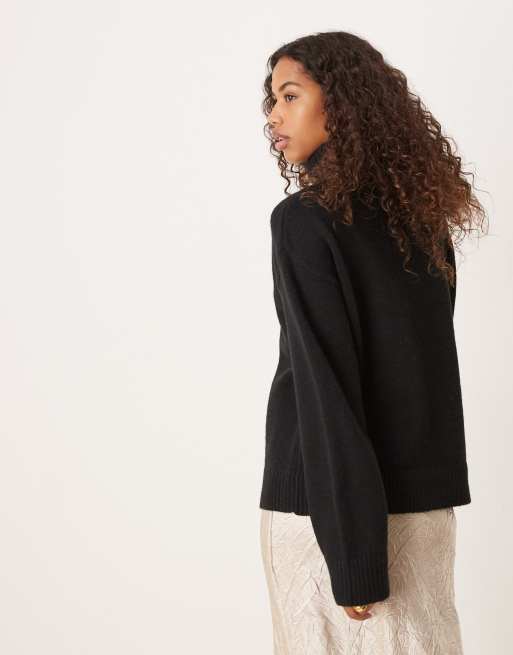 トップス theredthered S slouchy knit black Sonore - Cropped Quarter Zip Sweater - Black – Nanushka