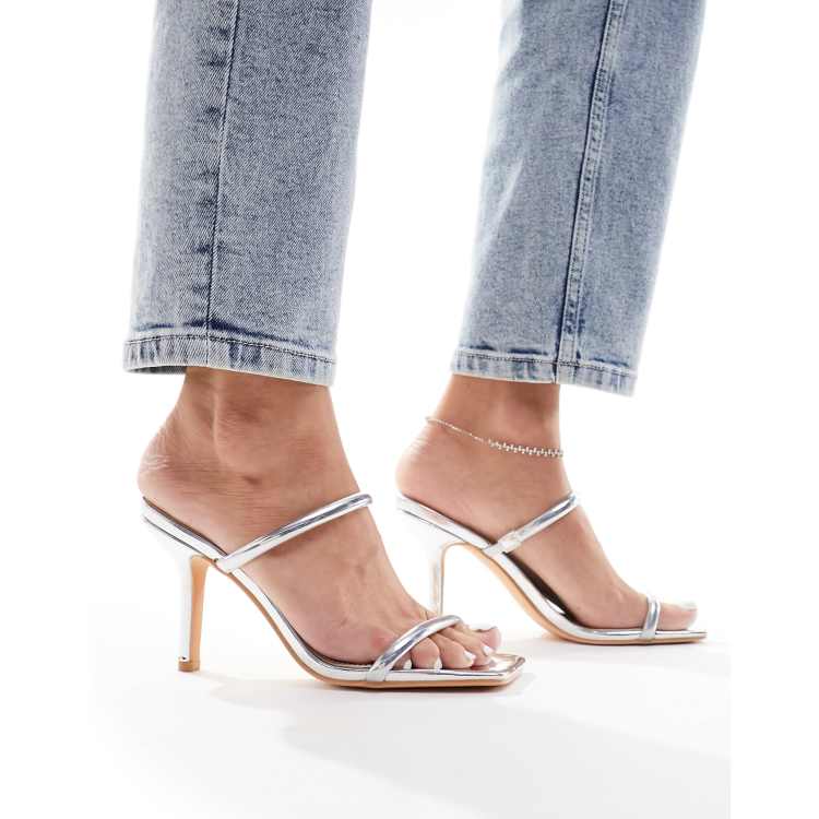 Silver two best sale strap sandals