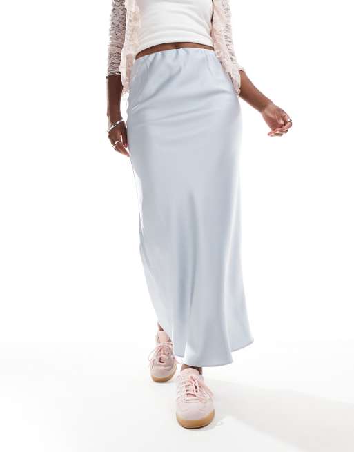 Glamorous ultimate slip midi skirt in silver satin