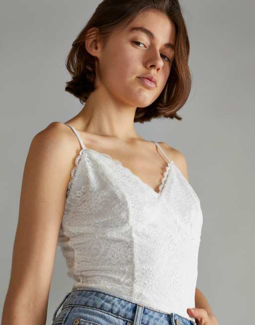 Glamorous V neck bodysuit in white lace, 4 of 4