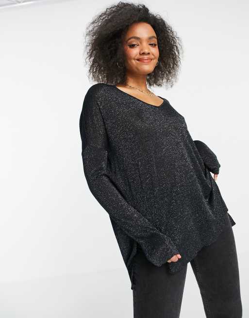 V neck sparkly outlet jumper