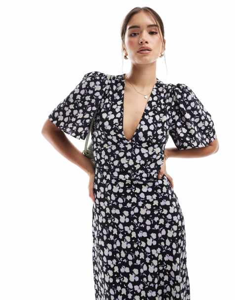 Glamorous V-neck maxi tea dress in lilac rose
