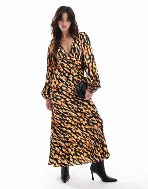 Glamorous V neck midi dress in digital tie dye - view 1