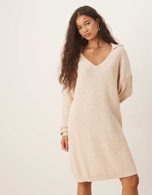 v-neck sweater dress Short Sleeve Dress- Dusty Blue Refuge Boutique or tights for seasonal versatility V-neck Mini Sweater Polo Dress
