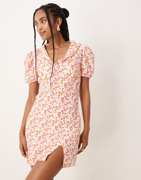 Glamorous V neck mini dress in watercolour ditsy - view 1