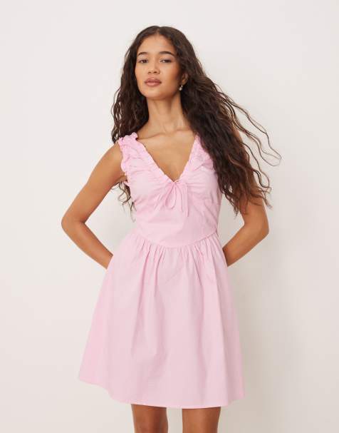 Glamorous V-neck sleeveless mini dress in candy pink - view 1