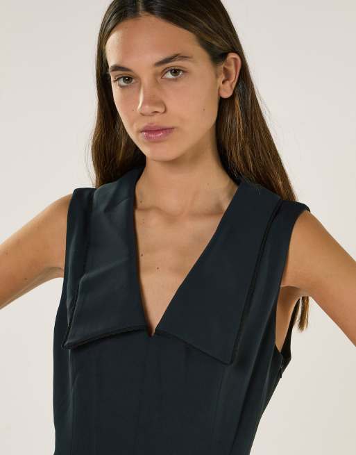 Glamorous V neck sleeveless mini dress in dark navy, 2 of 4